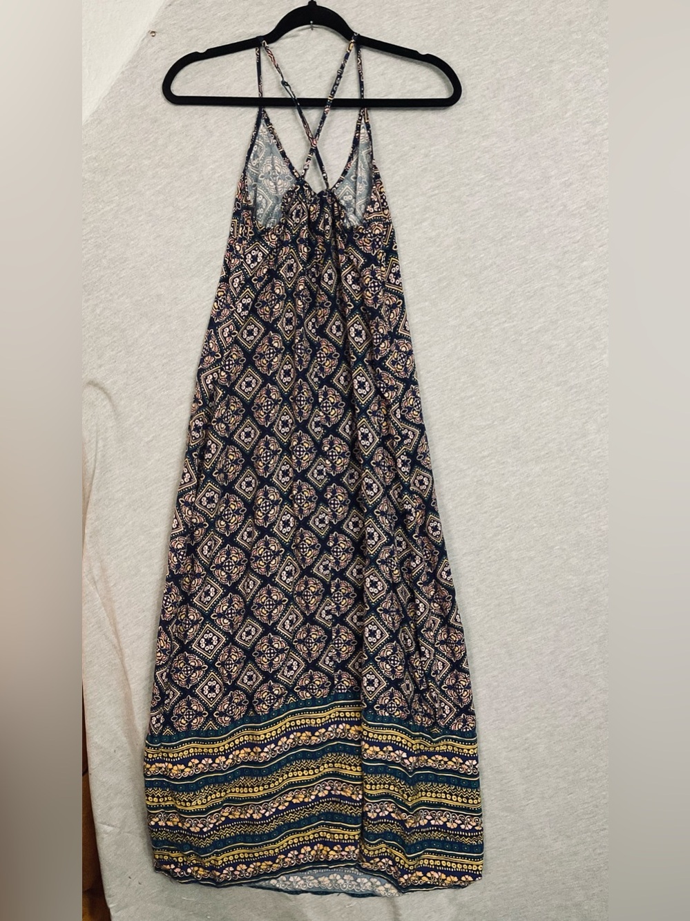 Old Navy Navy & Beige Printed Maxi Slip Dress - Picture 3 of 4